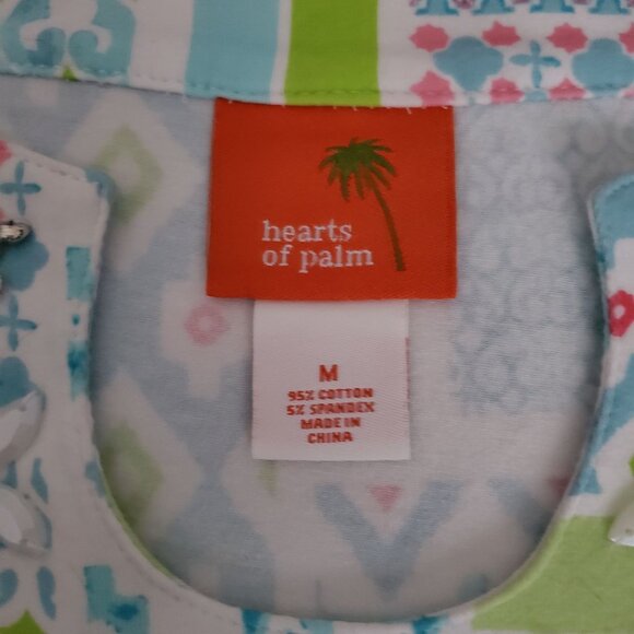 Hearts Of Palm Women's 3/4 Sleeve Multi Print Horseshoe Neckline Blouse Medium - Picture 6 of 11